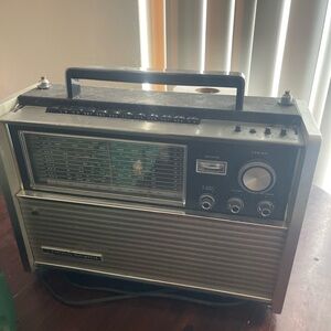 BOOOOOMBOOXXX- Silver and Black Panasonic radio circa 1971